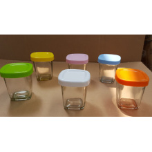 Glass Pudding Glass Jar with Different Color Lids